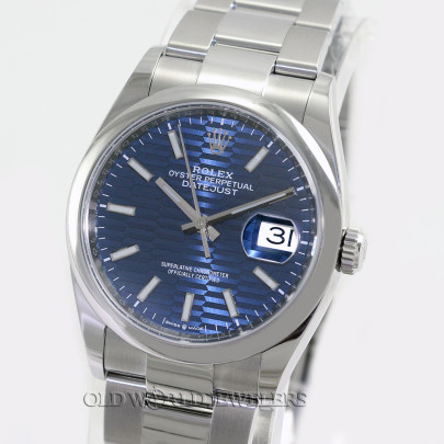 Rolex Datejust 36 Ref 126200 Steel Blue Motif Dial 